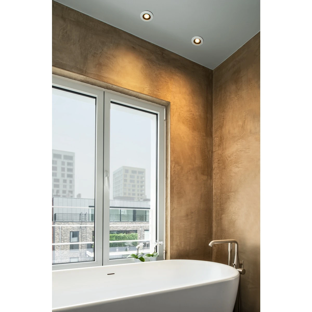 VARU - Fixed Round White Bezel Black Inset 240v GU10 Max Wattage 5w IP65 Recessed Soffit Light - Image 5