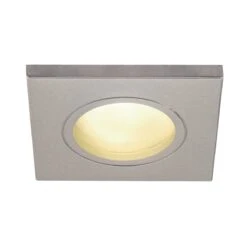 Dolix Out - Fixed Square Grey Bezel 240v GU10 IP65 Recessed Soffit Light Available In 4 Finishes