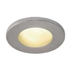 Dolix Out - Fixed Round Aluminium Bezel 240v GU10 IP65 Recessed Soffit Light Available In 4 Finishes