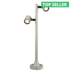 Myra, Aluminium Grey Finish IP44 240v GU10 Adjustable Twin Lamp Head, Surface Mounted Or Spike Spotlight