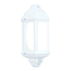 Halbury PIR Sensor - Outdoor Wall Lantern Light - 240v - Matt White Polycarbonate 7W 500 Lumens IP44