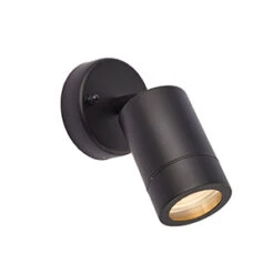 Palin Outdoor Adjustable Wall Light - 240v Spot - Black Powder Coated Aluminium IP44 GU10