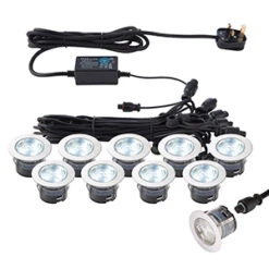 Ikon Pro 12v DC - 45mm Kit IP67 0.75w CCT 6500K/Blue - Recessed - 304 Polished Stainless Steel