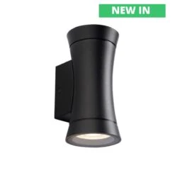 Camber Black Powder Coated Aluminium Modern Up/Down Wall Light - 240v GU10 IP44