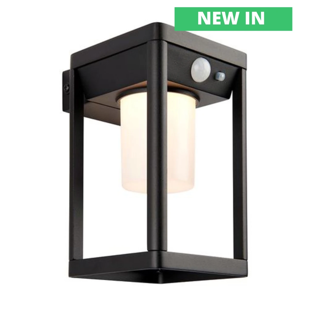 Hallam Solar Wall Light With Photocell & PIR - Black Warm White IP44 170mm Tall