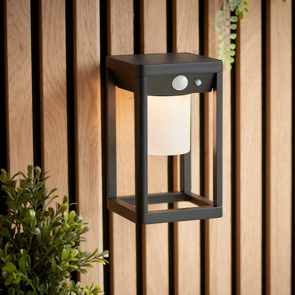 Hallam Solar Wall Light With Photocell & PIR - Black Warm White IP44 170mm Tall - Image 7