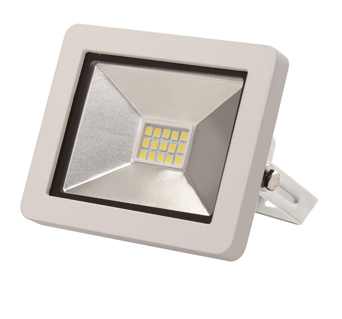 Dencon 10w IP65 White Slimline LED Floodlight. 6500k 800 Lumens, 120 Degree Beam Angle