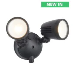 Salde Black Powder Coated Twin Adjustable 240v Spot Wall Light IP54 2 X 10w LED 3000K-4000K