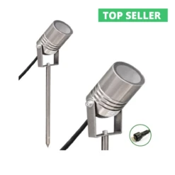 AlvaLED - 12v - Aluminium - Titanium Silver Finish IP65 Max Watts 20w MR16 Spike Spotlight - Plug & Play