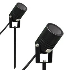 AlvaLED - Black 240v Powder Coated Aluminium IP65 GU10 Max 20w Spike Spotlight