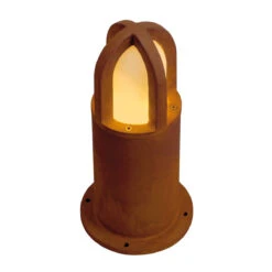 Rusty Cone - Rusted Iron - FeCSi Steel IP54 Max Watts 11w E27 - 230v 400mm - Surface Or Spike Bollard In 2 Heights