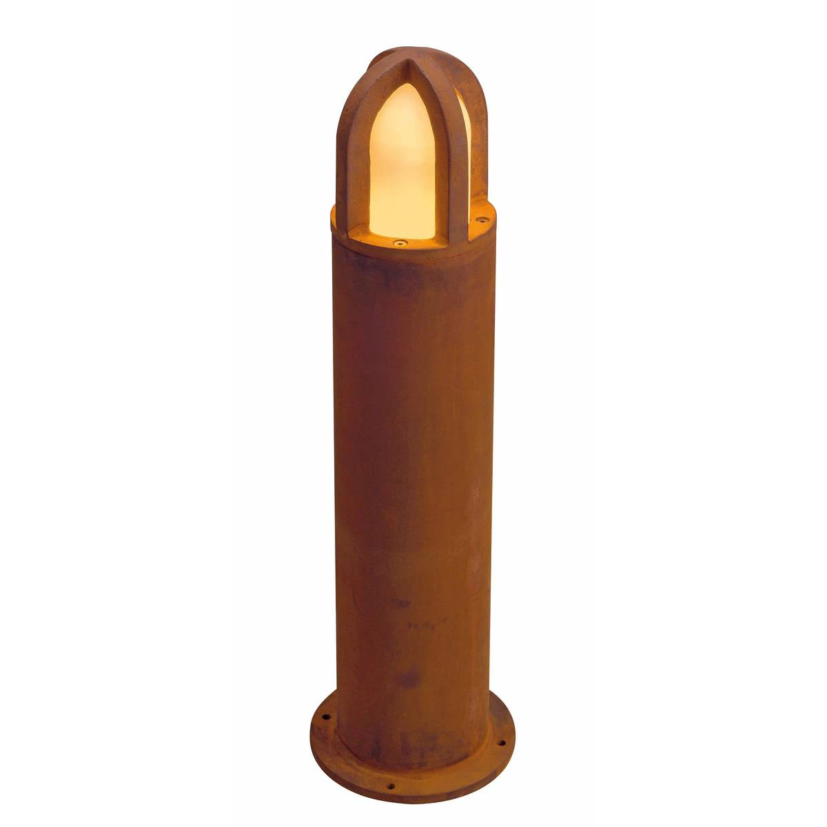 Rusty Cone - Rusted Iron - FeCSi Steel IP54 Max Watts 11w E27 - 230v 700mm - Surface Or Spike Bollard In 2 Heights