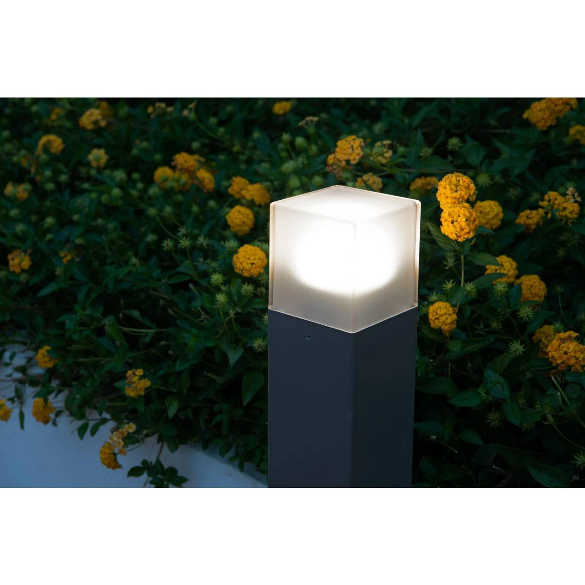 Graffit 60 - Square Anthracite IP44 E27 Max 11w 230v - 60cm Height - Surface Or Spike Mounted Bollard - Image 4