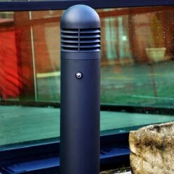 Fortress - Aluminium Black IP65 E27 240v Surface Bollard + Photocell - Choice Of 4 Heights & 3 Head Options