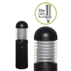 LEDifice - Aluminium Black IP65 E27 240v Surface Bollard + Photocell - Choice Of 4 Heights & 3 Head Options & Lamp