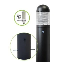 LEDifice - Aluminium Black IP65 E27 240v Root Mount Bollard + Photocell - Has 3 Height, 3 Head Options & LED Lamp
