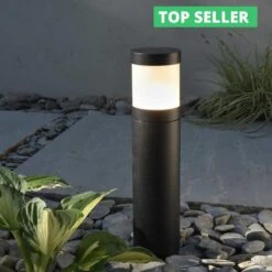 Compact Bollard - Aluminium Black Powder Coated Spike Mounted Light IP66 240v E27 Max Wattage 7w - 270mm Height