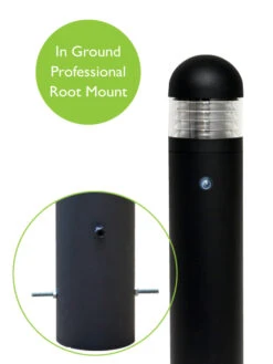 Lighthouse - Aluminium Black IP65 E27 240v Root Mount Bollard + Photocell - Choice Of 3 Heights & 3 Head Options