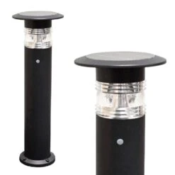 Pro Solar Panama – 800mm Black PIR Solar Powered Bollard Light- Cool White LED