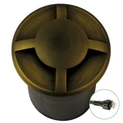 QuadMarka - 12v Plug & Play Rustic Bronze Brass MR16 IP67 Recessed Light 4 Windows 360 Degree Of Light