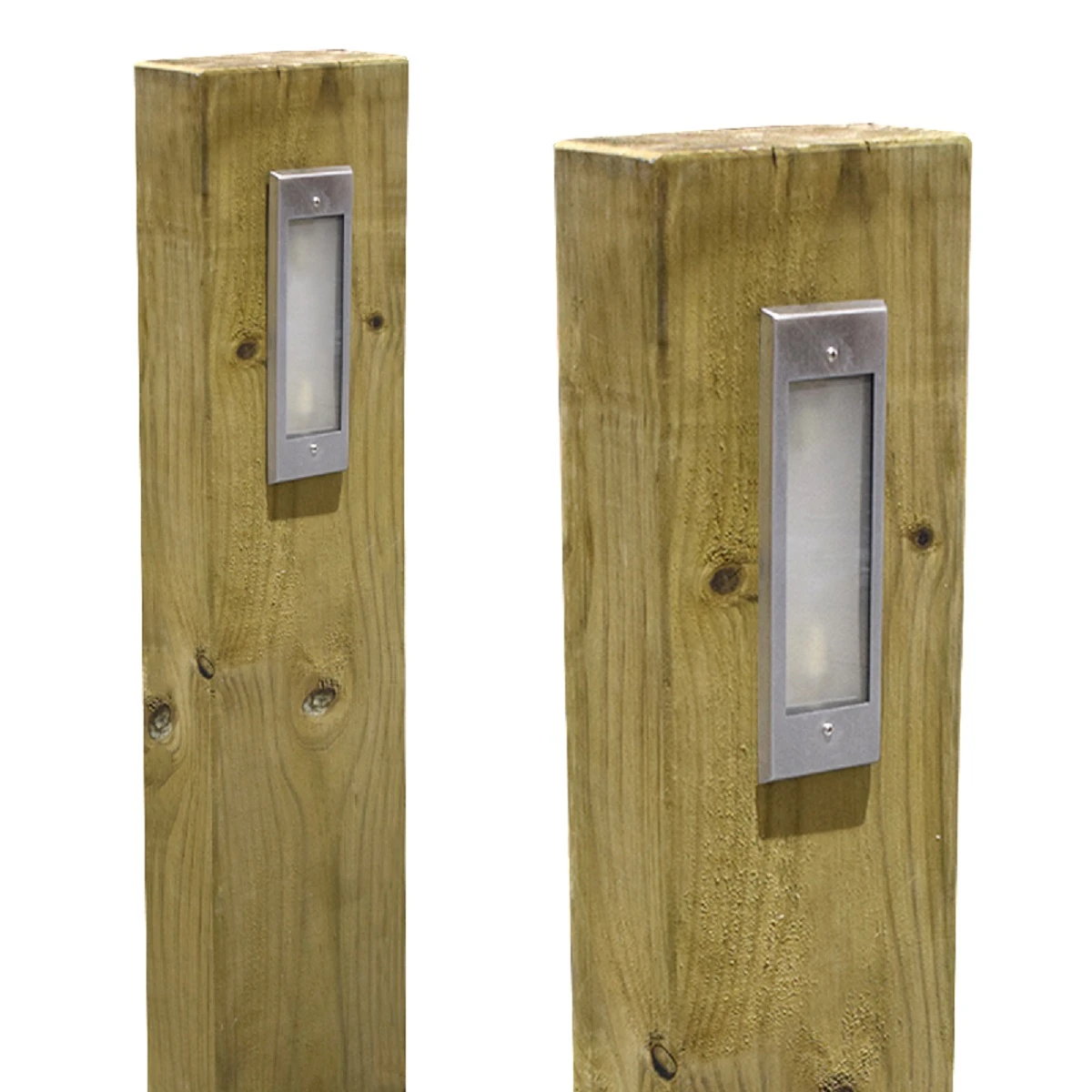 Radiata - Timber Pine Sleeper Bollard With Frosted Silver LED Light IP65 240v - 600mm Or 900mm