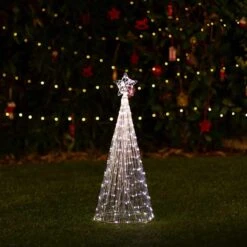 USB Solar Small Christmas Cone 200 LEDs In Dual White Colour Temperatures