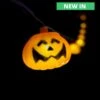 Solar Halloween Pumpkin Lantern String Lights - Set Of 20 Warm White Rechargeable AA Battery Included
