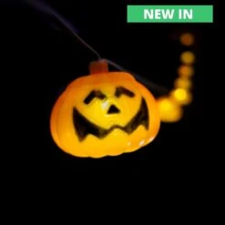 Solar Halloween Pumpkin Lantern String Lights - Set Of 20 Warm White Rechargeable AA Battery Included