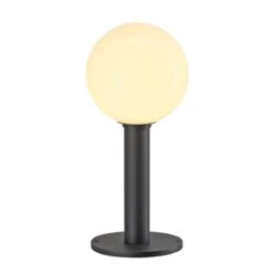 GLOO - Anthracite & Frosted Glass IP44 E27 230v Max Wattage 23w 44cm Height - Surface Or Spike Mount Bollard & 3 Heights