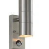 Canon PIR Sensor - Outdoor Up/Down Security Wall Light 240v - Polished Stainless Steel IP44 2 X GU10