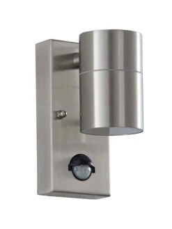 Canon PIR Sensor - Outdoor Security Fixed Down Light 240v - Polished Stainless Steel IP44 GU10