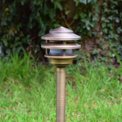 Mini Walkway Light - 12v Plug & Play Spreadlight, Brass Rustic Bronze IP54