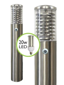 Stelled - 316 Stainless Steel E27 220 - 240v IP65 Surface Bollard With Photocell - Choice Of 2 Heights & LED Lamp