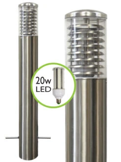 Stelled - 316 Stainless Steel E27 220 - 240v IP65 - Root Mounted Bollard - Choice Of 2 Height Options & LED Lamp