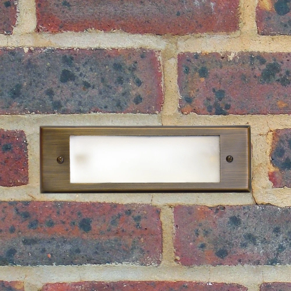 Charleston Brass Brick Light – Frosted Glass Front - 12v IP44 - Image 2