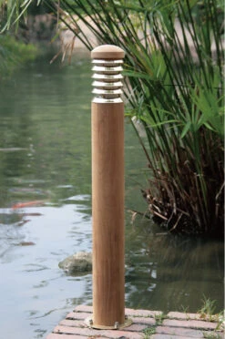 Tectona - Natural Teak IP55 E14 Candle 240v 700mm Height - Surface Or Spike Mounted Bollard