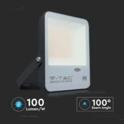 V-Tac Slimline Photocell LED Floodlight 30w 220- 240v 3000k Warm White Black Frame IP65 3000 Lumens
