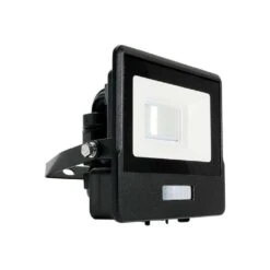 V-Tac PIR LED Floodlight 10w 220- 240v 3000k Warm White Black Frame IP65 735 Lumens