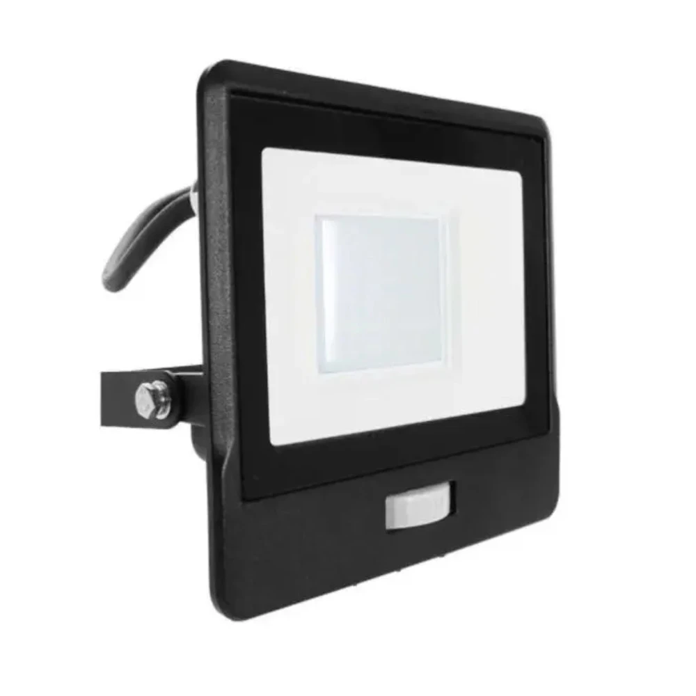 V-Tac PIR LED Floodlight 30w 220- 240v 3000k Warm White Black Frame IP65 2340 Lumens.
