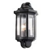 Traditional Outdoor Half Lantern Wall Light - 240v - Satin Black Die Cast Aluminium IP44 E27