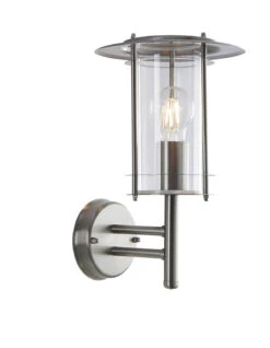 York - Outdoor Lantern Wall Light - 240v 304 Stainless Steel IP44 E27