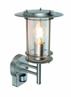 York PIR Sensor - Outdoor Lantern Wall Light 240v - 304 Stainless Steel IP44 E27