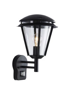 Inova PIR Sensor - Outdoor Wall Light - 240v - Matt Black Polycarbonate & 304 Stainless Steel E27 IP44