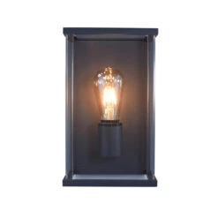 Kensington 240v Outdoor Wall Light Graphite Grey Powder Coated Aluminium IP54 E27 Lantern Light