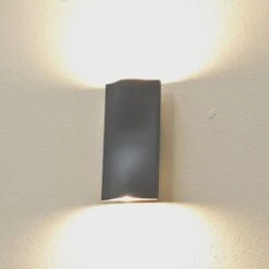Cyclone 240v - Outdoor Wall Light Graphite Grey Powder Coated Aluminium 2 X 7w 3000k IP54 Up And Down Wall Light