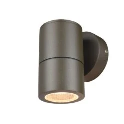 Compact - Outdoor Fixed Down Wall Light - 240v - Rustic Brown Powder Coated Aluminium IP65 GU10