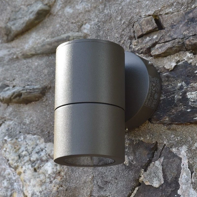 Compact - Outdoor Fixed Down Wall Light - 240v - Rustic Brown Powder Coated Aluminium IP65 GU10 - Image 2