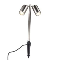 Pole Spot Duo - 12v - 316 Stainless Steel IP65 MR16 Twin Headed Spike Spotlight - Choice Of 4 Colour Finishes