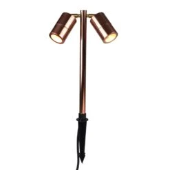 Pole Spot Duo - Copper IP65 12v MR16 Twin Headed Spike Spotlight - Choice Of 4 Colour Finishes