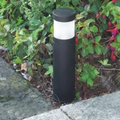 Compact Bollard - Aluminium Black Powder Coated Spike Mounted Light IP66 12v G4 - 270mm Height